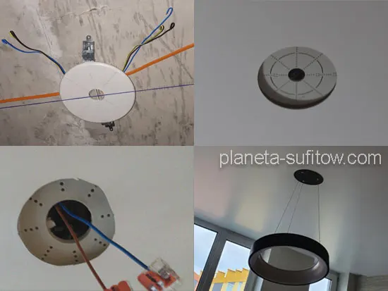 montaż lamp w sufit napinany